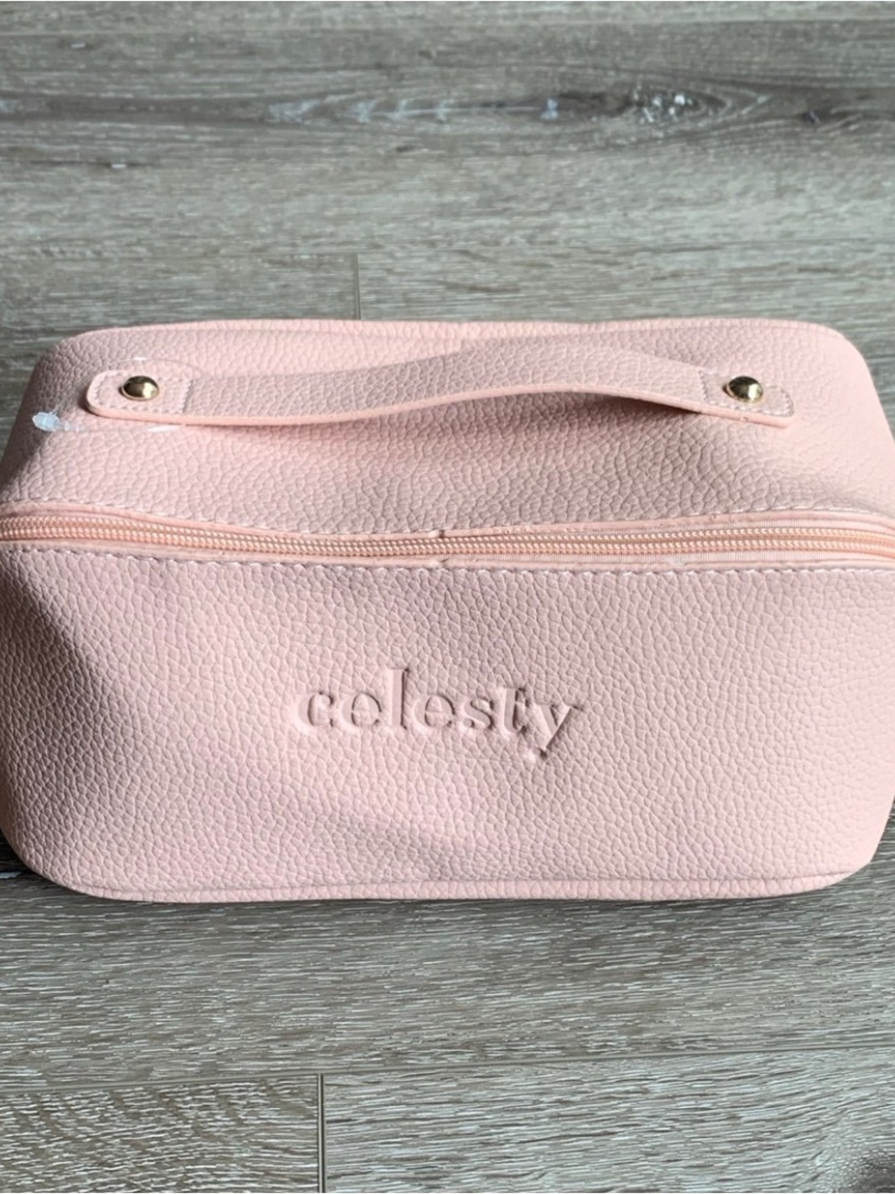 Celesty Blush Pink Travel Cosmetic Case with Top Handle